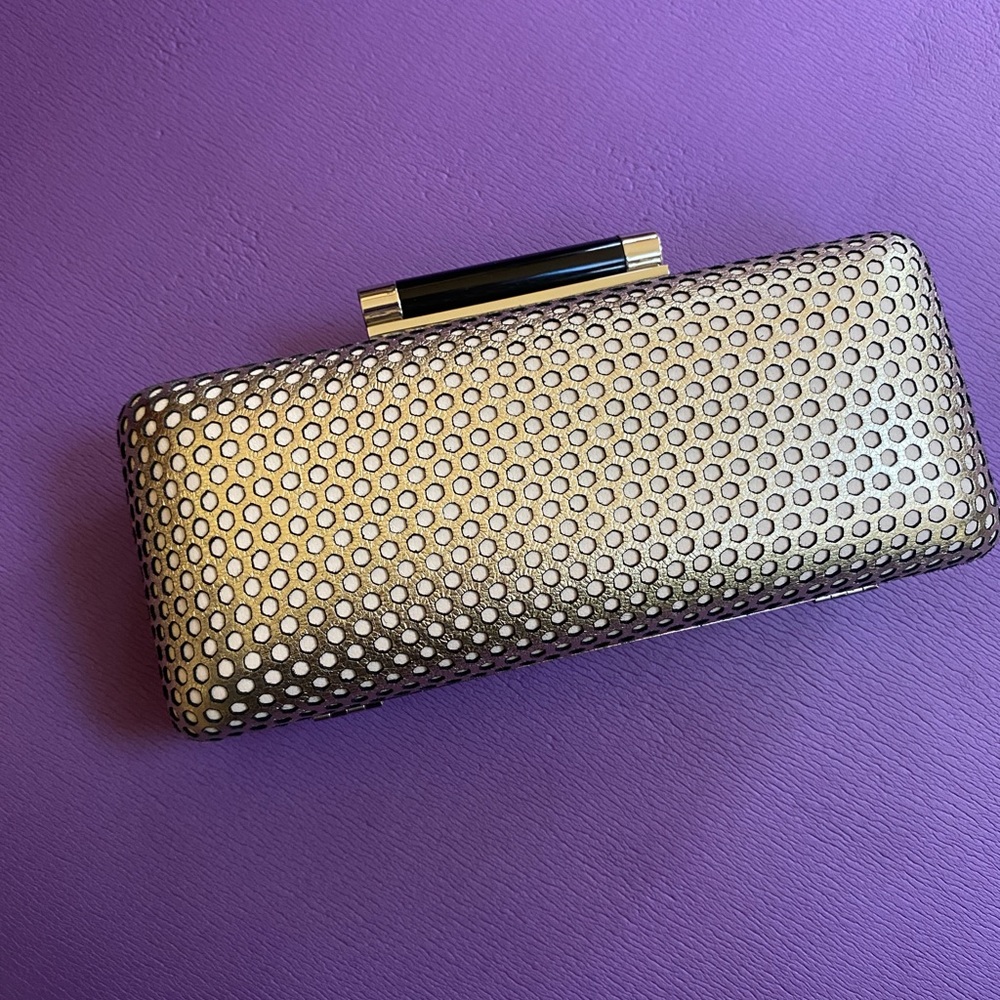 Dvf clutch evening clutch silver and gold.